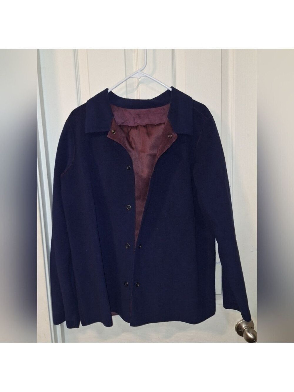 Denim and Co Navy Blue Burgundy Jacket Pants Outfit Large